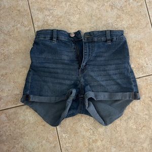 Blue washed denim shorts